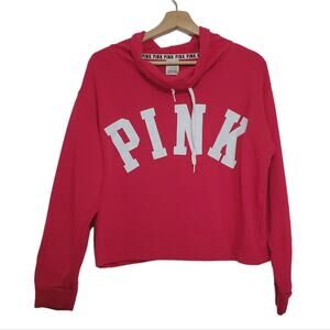 PINK VS | Soft and Comfy Graphic Print Funnel Neck Crop Sweatshirt